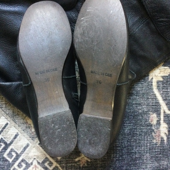 Over The Knee Black Genuine Leather Boots - Picture 4 of 4